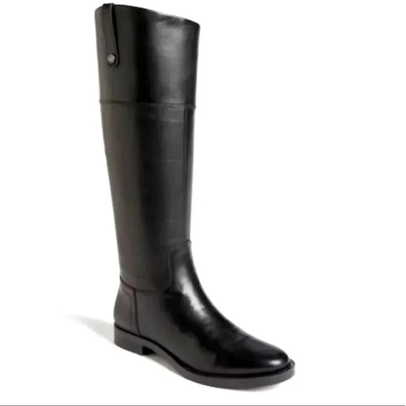 Enzo Angiolini Eaellerby Classic Black Leather Riding Boots - Picture 1 of 13